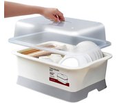 Escurridor de platos con tapa, escurridor de platos para encimera de cocina, ahorra espacio