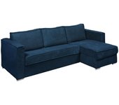 Sofá cama rinconero y reversible de pana azul noche - cama de 140 cm - colchón de 18 cm loreto