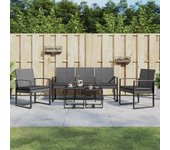 Set comedor jardín 5 piezas，conjunto de comedor de exterior，conjunto de jardín cojines pp aspecto ratán gris oscuro cfw757199
