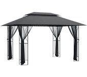 Tienda de jardín | cenador con paredes acero gris antracita 400x300x270 cm cfw310778