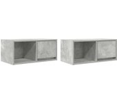Muebles de tv 2uds | mueble de salón | mesa de tv madera ingeniería gris hormigón 60x31x25,5cm cfw68492
