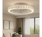Ventilador de techo con luz 50cm santorini, 30w, 3000lm, blanco, silencioso, cct 6 opciones de luz blanca, mando a distancia