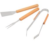 Juego de herramientas para parrilla de barbacoa de acero inoxidable con mangos de madera, kit de utensilios para barbacoa para cocinar en interiores y