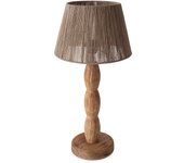 Lampara madera mango rústico con tulipa de seagrass natural