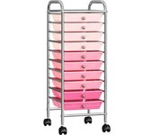 Maison exclusive - carrito de almacenaje portátil 10 cajones plástico ombre rosa