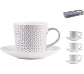 H&h nuevo juego de 6 tazas de té de gres/lila con plato cc200