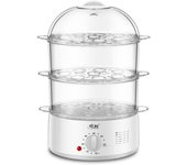 Vaporera eléctrica triple nivel transparente multiusos libre bpa, tecnología envolvente 360º. 22x18,5x34,7 cm. color: plata dam