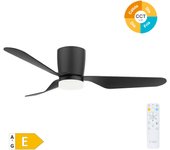 Ventilador de 3 aspas de techo con luz ø132 cm negro motor dc