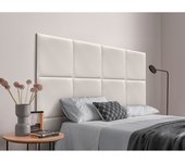 Dhome cabecero tapizado de polipiel premium compuesto de paneles autoadhesivos intercambiables lujo dormitorio acolchado (blanco hueso, 135cm)