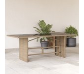 Mesa de jardín con tapa de cristal beige 190x80x74 cm