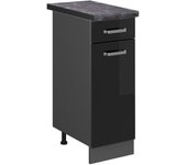 Vicco mueble bajo de cocina r-line, negro brillo intenso, 30 cm , et antracita