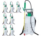 8 fumigadoras pulverizador 5 litros, a presión, rociador jardín, manguera y lanza, 3 bar, 44cm, plástico, blanco
