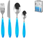 Cubertería servicio 24 piezas inox mango azul 3604 h&h