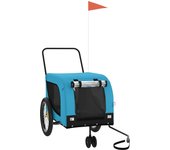 Remolque de bicicleta mascotas hierro tela oxford azul negro cfw84491