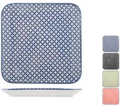 4 platos de porcelana cuadrados surtidos cm20 3432 h&h