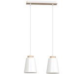 Regleta de techo lasso 2 luces blanco con detalles en madera 2xe27