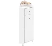 Mueble de baño de esquina armario de almacenaje estrecho, 1 cajón y 1 puerta, blanco, 44 x 31 x 80 cm bzr194-w sobuy es