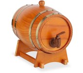 Relaxdays barril madera con grifo y base, barrica 2,2 l, dispensador de whisky, vino, sidra, licores, marrón claro
