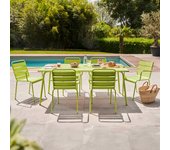 Mesa de jardín y 6 sillas de metal verde, palavas - oviala
