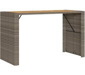 Mesa de jardín，mesa para exteriores，mesa de patio superficie de madera ratán pe gris 185x80x110 cm cfw86758