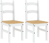 Pack 2 uds sillas de comedor | silla de cocina madera maciza pino blanco 40x46x99 cm cfw55301