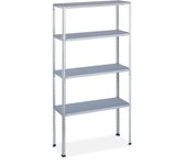 Relaxdays estantería metálica industrial, 4 baldas, 150x75x30 cm, resiste 200 kg, taller, acero galvanizado, plateado