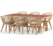 Set de mesa de madera y cerámica terracota y 6 sillas - bisbal & provenza