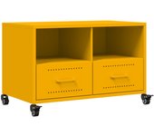 Mueble tv | mueble de salón acero laminado en frío amarillo mostaza 68x39x43,5 cm cfw23295