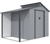 Caseta de metal con pergola madras - 5.64 m² - gris, caseta de metal con pergola madras - 5.64 m² - gris
