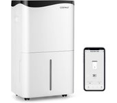 Costway deshumidificador móvil, 50l/día, pantalla led con depósito de 5l, 4 modos, 24h temporizador, 2 velocidades, auto-apagado, deshumidificador sil