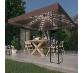 Cenador con guirnalda de luces led 3x3 m color topo vidaxl