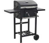 Vidaxl parrilla de carbón para barbacoa con estante inferior, color negro