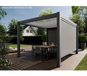 Pérgola autoportante bioclimática de aluminio 12m² - 3x4m dos estores incluidos - antracita - 25 lamas de aluminio inclinables 120° - cenador