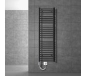 Radiador eléctrico luxebath sahara 400x1500 mm, antracita, conexión lateral curva, barra calefactora con termostato 1200 w