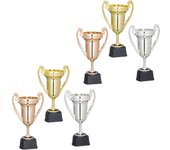 Relaxdays set de 6 copas de trofeo, ceremonia de premio, torneos deportivos, sin grabado, 22,5x13,5x8,5 cm, multicolor