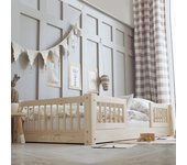 Cama 90x190 con barandillas y somier patas de 1 cm adèle madera