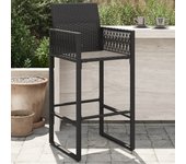 Pack 2 uds taburetes altos | taburete de cocina | taburetes de bar de jardín ratán sintético negro cfw49803