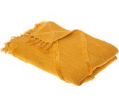 Atmosphera - cubrecama de «tufting» de algodón «inca» - amarillo mostaza 130 x 180 cm
