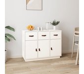 Aparador | aparador de comedor | armario de cocina madera maciza de pino blanco 100x40x75 cm cfw37717