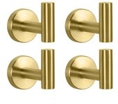 4 piezas de ganchos con ventosa, percheros de acero inoxidable, ganchos de pared, sin necesidad de perforar agujeros, capacidad de carga 12kg, dorado