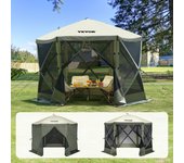 Skyshalo refugio emergente, cenador de 6 lados con paneles de tormenta extraíbles y ventana malla, mosquitera instantánea 10 x 10 pies, verde militar