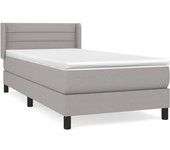 Cama box spring con colchón tela gris claro 100x200 cm