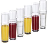 Relaxdays set de 12 vasos largos, cristalería para cócteles, cilíndricos, 300ml, apto para lavavajillas, transparente