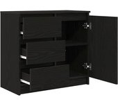 Aparador | aparador de comedor | armario de cocina con cajón roble negro 71x35x65 cm madera de ingeniería cfw46694