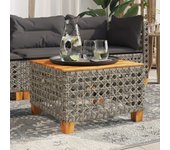 Mesa de jardín gris 55x55x36 cm trenzada de resina y madera de acacia