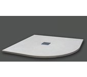 Plato de ducha 90x90 cm semicircular línea vulcano slim blanco en resina sintética y polvo de mármol con desagüe libre - frascio