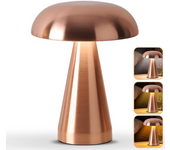 Lámpara de mesa led inalámbrica, lámpara táctil regulable, lámpara de escritorio recargable, 3 temperaturas de color ajustables, oro rosa
