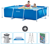 Paquete de piscina - intex - rectángulo - 220x150x60 cm + accesorios cb122