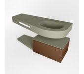 Mondiaz riva 120cm mueble bajo para con lavabo con repisa rust con 1 cajón. con lavabo dulcet derecho 1 orificio army