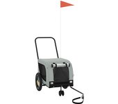 Remolque de bicicleta mascotas hierro tela oxford gris negro cfw43702